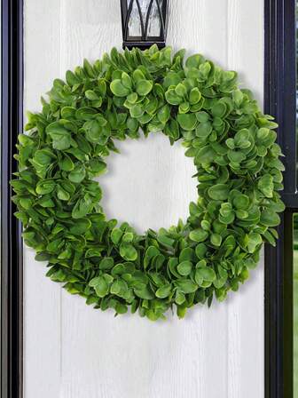 Artificial Wreath With Apple Leaves, 39cm (15.35 Inches), All-Season Decor, Grass Wreath, Faux Plants, Green Accents, Year-Round Ornament, Spring/Summer Decor, Valentine's Day Gift, Suitable For Dorm Rooms, Offices, Gatherings, Holidays, Birthday Parties, Home Decor, Hotels, Restaurants, Living Rooms, Bedrooms, Weddings, Banquets, Kitchens, Gardens.