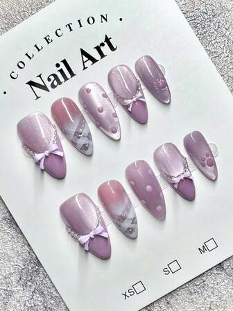 10pcs/Pack Luxury Cat Eye Pearl Blush Cat Claw Handmade Nail Art Decorations