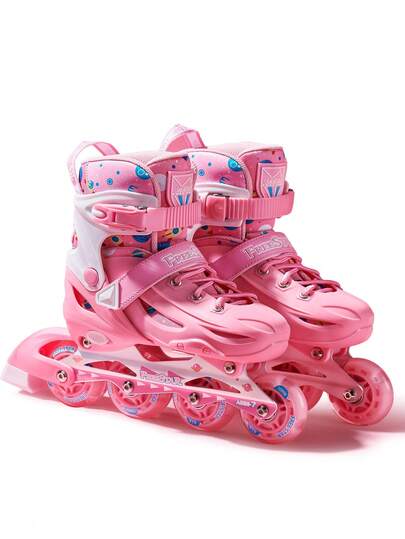 FREE STAR 1 Set Freestyle Roller Skates With Flashing Wheels For Teens & Adults, Comfortable PU Material, Adjustable Size, Includes Helmet & Protective Gear, Outdoor Roller Skating Shoes For Beginners, Unisex, All Season