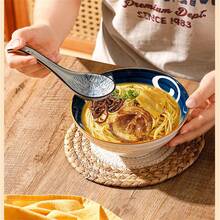 4/5pcs Asian Ceramic Spoon, With Long Handle, Easy To Grasp, Anti Slip Bottom, Suitable For Japanese Lamian Noodles, Chinese And Vietnamese Wonton, Noodle Spoon