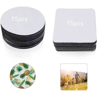30 Pcs Sublimation Coasters, Sublimation Blanks Round Coasters, Blank White Rubber Soft Bar Coasters Company Shop Bar Cafe New Year Printing Photo