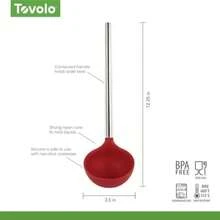 Tovolo - Cucharón de silicona con mango de acero inoxidable para cocinar enlatado, servir sopa, sopa, salsa, cuchara grande para utensilios de cocina, apto para lavaplatos, silicona sin , índigo(Cayena) - Multicolor - Ver 2