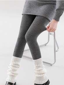 1条竖条纹打底裤，女士舒适加厚高腰保暖打底裤，适合秋冬季穿着 - 彩色 - 查看 4