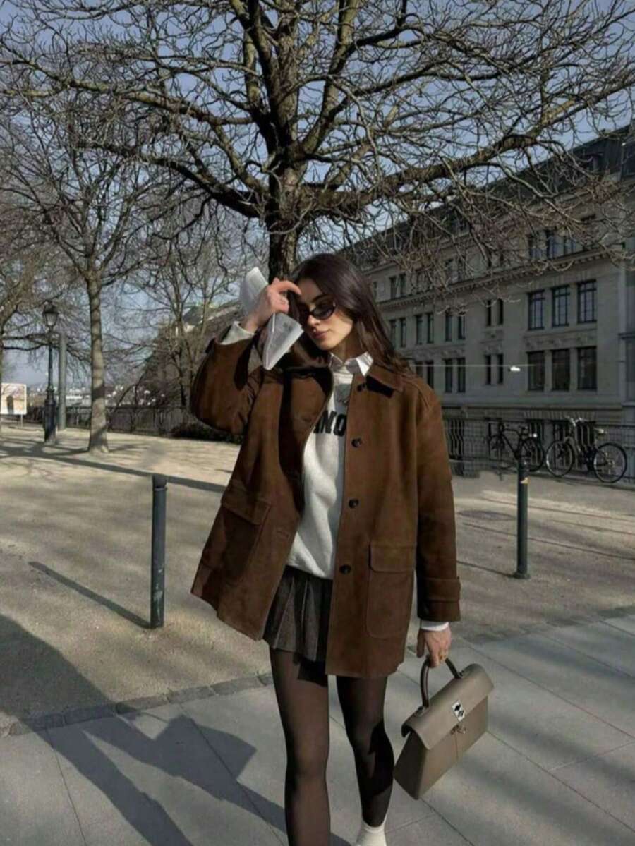 معطف كاجوال للنساء، ملابس خارجية للسيدات، جاكيت خريف/شتاء للنساء، معطف للنساء، جاكيت طويل متوسط الطول من قماش منسوج بلون واحد مع إغلاق أمامي بأزرار للاستخدام اليومي، المدرسة، المكتب، الغداء، الخريف/الشتاء