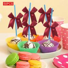 Christmas Satin Bows 50 Pcs Vintage Ribbon Bows For Tree, Wreath, Present Wrapping Basket - Red - View 4