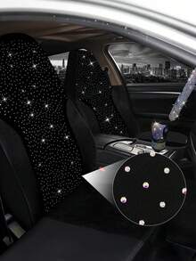 Universal Car Seat Covers - With Airbag Compatible And Shiny Crystal Design, Fit For Sedan, Truck And SUV (5-Seat/2-Seat) For Women - Style a - View 3