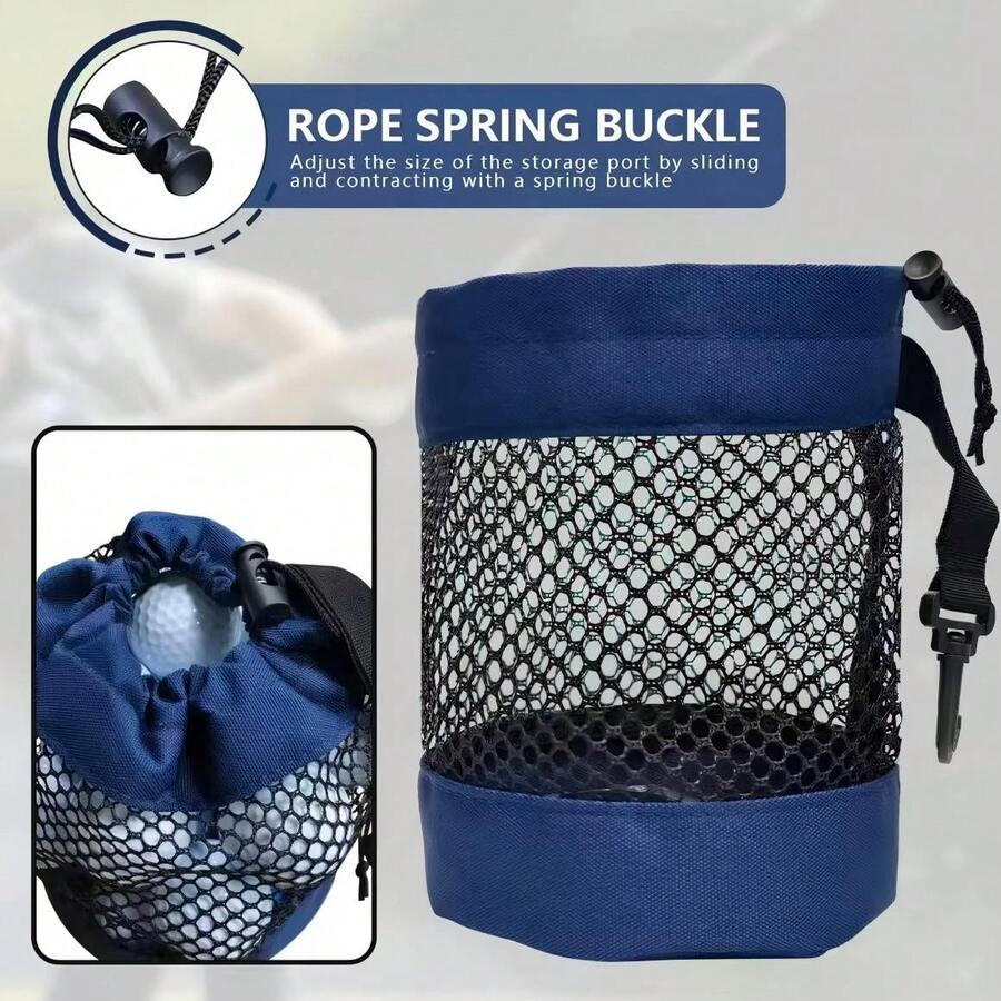 Polyester Golf Ball Aufbewahrungstasche mit Kordelzugverschluss - Mesh-Tasche Design für einfache Organisation - marineblau - Übersicht 1