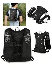 سترة الجري، حقيبة الترطيب الخفيفة، قابلة للتنفس ومقاومة للعرق، حقيبة الظهر للجري، حقيبة الترطيب القابلة للتعديل للجري في المسارات والماراثون والجري والدراجات الهوائية. يمكن ارتداؤها من قبل الرجال والنساء الذين يقل وزنهم عن 75 كجم و160 رطلاً.