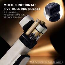 Billiards Club Tube Velvet Leather Pool Cue Case 5-Hole With Soft Plush Lining & Side Pocket - Black and White - View 4