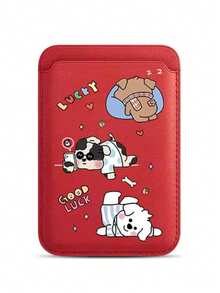 1pc Korean Cute White Line Dog Upgraded Magnetic Wallet Protective Case, Compatible With IPhone 17, 16 Pro, 13, 14, 12, 15 Plus Card Holder Stand Puppy Cover (Phone Case Not Included) - Multicolor - View 12