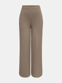 XLLAIS 女士时尚高腰直筒裤，春夏服装 - 卡其色 - 查看 2