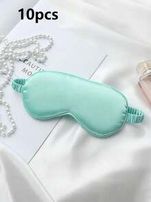 1pc/3pcs/5pcs/10pcs Black, Champagne, Gray, Pink, Green, Blue, Dark Green Double-Sided Silk-Like Breathable Sleep Eye Mask, Relieve Eye Fatigue, Suitable For Girls Nap, Blackout Eye Mask, Non-Tight - Multicolor - View 61