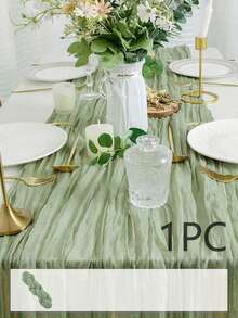 10条鼠尾草绿纱布桌旗，适合森林主题婴儿派对、新娘婚礼装饰、乡村风纱布桌旗，可用作派对、初领圣体、订婚和其他场合的中心装饰。 - 彩色 - 查看 13