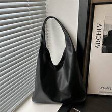 Women's Solid Color PU Leather Fashion Large Capacity Shoulder Bag For Daily Use - Black - View 9