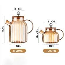 1 pieza Olla de agua fría de vidrio borosilicato de alta calidad, tetera resistente al calor para uso doméstico con colador, olla de agua fría de lujo con rayas verticales doradas y gran capacidad, juego de tazas de vidrio con diseño dorado para el hogar, juego de tetera con taza con asa para un lujoso salón, olla de agua fría de borosilicato de alta calidad, gran promoción de fin de año con precio con descuento, adecuado para regalos y suministros para el hogar/hotel - Multicolor - Ver 3