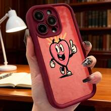 Cubierta de teléfono con diseño de corazón animado color rojo para uso diario en casa y oficina Aplicable a teléfonos Apple y Galaxy. - Blanco - Ver 6