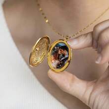 Custom Photo And Text Engraved Heart Locket Necklace,Personalised Photo Heart Pendant,Custom Valentine's Day,Birthday Gift,Mom Gift Necklace,Your Photo Jewellery - Style5 - View 5