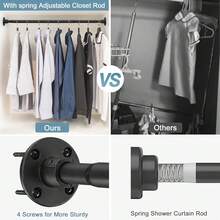Barra de clóset para colgar, de 30 a 50 pulgadas, extensor de barra de clóset para colgar – Barra colgante ajustable de ropa negra, estante organizador de ropa de clóset de acero inoxidable, barras de - 30" - 50" - Ver 1