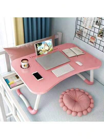 Portable Laptop Desk - Foldable Table Computer Desk - With Cup Holder And Drawer - Suitable For Use On Beds Sofas Or Floors
