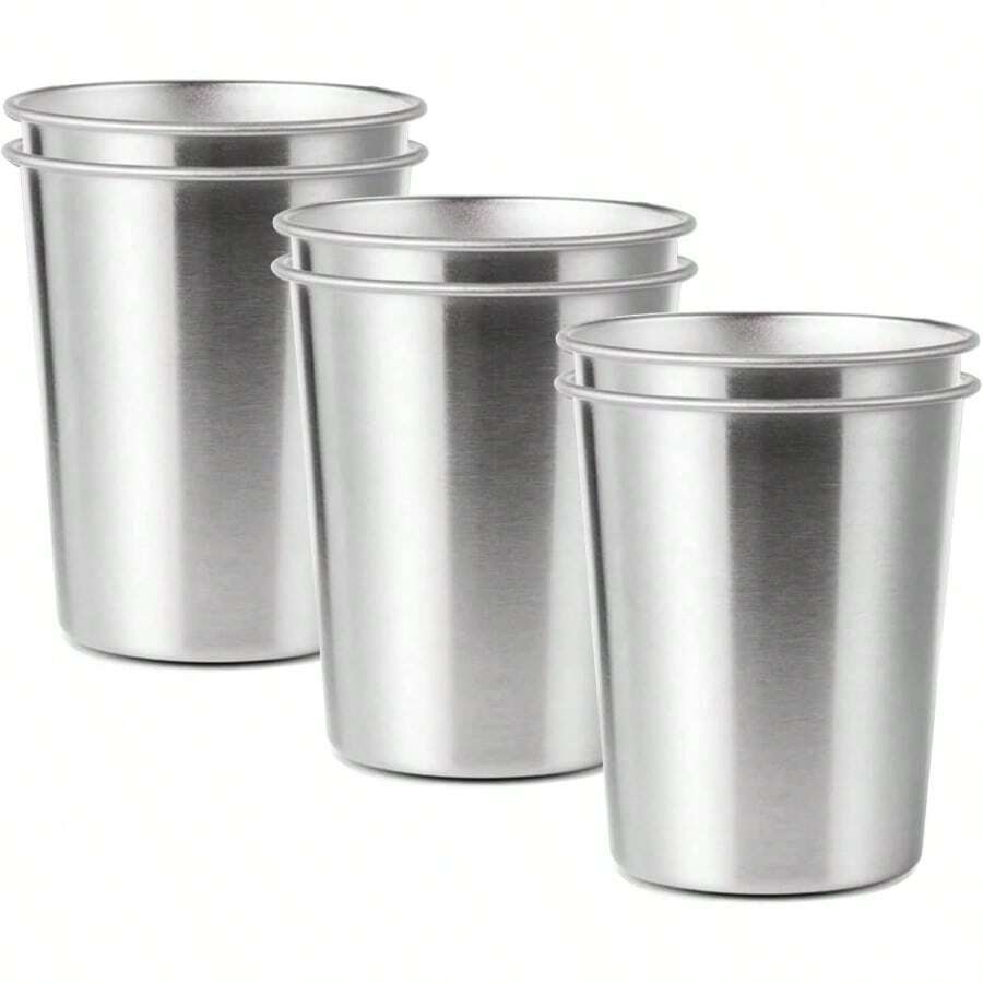 6 Pack 8 Oz Stainless Steel Cups, Shatterproof Pint Drinking Cups, Healthy Set, Dishwasher , Drinking Glasses And Adults