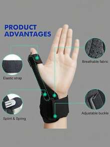 1 Pc-Adjust-To-Fit Thumb Stabilizer With 1 Splint &1 Spring, Wrist Brace, Thumb Splint, Thumb Brace For Men And Women, Suitable For Daily Work And Life, Fits Right Or Left, Black/ Grey - Multicolor - View 7