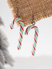 4 pares de aretes de caramelo navideños, regalo de Navidad lindo para niñas, aretes de arcilla polimérica para fiestas navideñas, joyería navideña elegante y adorable