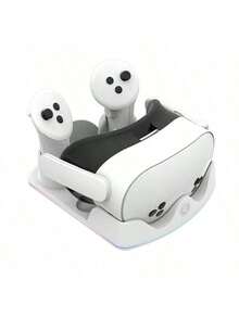 Quest 2/3/3S VR Headset Charging Dock And Stand - Fast Charging, LED Indicator, Controller Holder, White (Battery Not Included), VR Gaming Accessories | Modern Gaming Gear | USB Charging Port - White - View 1