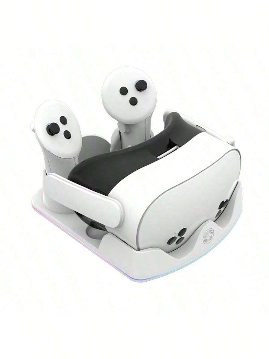 Quest 2/3/3S VR Headset Charging Dock And Stand - Fast Charging, LED Indicator, Controller Holder, White (Battery Not Included), VR Gaming Accessories | Modern Gaming Gear | USB Charging Port - White - View 1