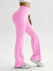 Women's High - Waisted Flare Yoga Pants, Tummy - Control & Butt - Lifting, Stretchy Workout Leggings For Gym & Daily Wear - 粉色 - 查看 5