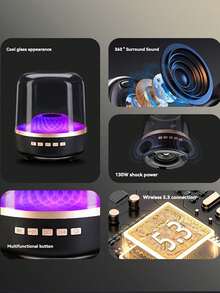 Waterproof Bluetooth Speaker With RGB Lights, IPX7 Rating, Portable Wireless, TWS Stereo Sound, 360° Surround, Long Battery Life - Ideal For Shower, Party, Outdoor, Travel, And Holiday Gifts (Veterans Day, Thanksgiving, Christmas)​ - 黑色 - 查看 3