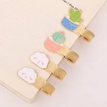 1 chậu cây xương rồng hoạt hình & kẹp bút kim loại chủ đề đám mây, kẹp kim loại lò xo tối giản nhiều màu sắc thích hợp cho sổ kế hoạch, sổ tay, trường học, đồ dùng văn phòng - Một cỡ - Xem 4