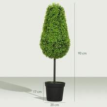 HOMCOM Set Of 2 Artificial Boxwood Plants, 90cm Teardrop Shape, Plastic Potted Artificial Plants, Modern Room Decoration - 1 - 查看 3
