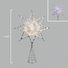 11.25 Ngôi sao bạc trang trí đầu cây với dây kim tuyến lấp lánh - 3 chức năng đèn với hộp điều khiển và cuộn dây - 10 đèn LED chấm bi hai màu - 72 đèn LED dẫn đầu trang trí Giáng sinh Quà tặng Giáng sinh Trang trí Giáng sinh - Bạc - Xem 5