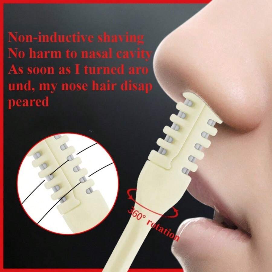 Available In 1/2/3/5-Piece Sets, Featuring A 360° Rotating Dual-Head Nose Hair Trimmer And Cleaner; Its Compact 3.2-Inch Size Allows For Flexible Operation With Ample Space Inside The Nose; Simple And Accurate To Use, Portable And Comfortable, Providing An Easy Trimming Experience, Even For Hard-To-Reach Nose Hairs; A Stainless Steel Nose Hair Removal Tool For Painless Beauty - 隨機顏色 Random color - 查看 1