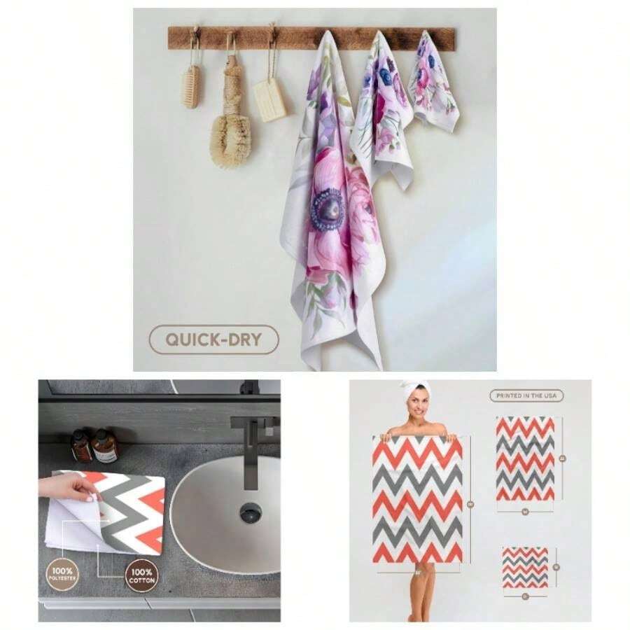 3D Coral Gris y Blanco Toalla, 15x 22 Pulgadas - Toalla de mano de 12x18 - Ver 1