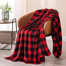 Flannel Blanket For Couch, Red & Black Plaid Fleece Throw Blanket, Soft & Warm Buffalo Plaid Decor Gift Blanket For Women, Men - 紅黑 - 查看 2