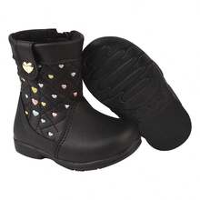 Bota baby bordados corações menina bota infantil feminina - Preto - Visão 3