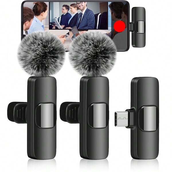 Wireless Lavalier Microphone Suitable For IPhone, IPad And TypeC, With Ultra-Low Latency Noise Reduction Design, Plug And Play Lavalier Recording Microphone, Suitable For Video Shooting, Content Creators, Podcasts, Games