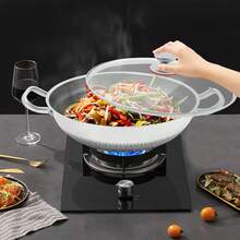 eusmeyusnt Skillet mit Deckel, Tri-Ply Edelstahlpfanne, Kochpfanne, 34/36cm Non-Stick Paella Pfanne, Skillets und Bratpannen, Antiklebstoffen Küchenofen Safe Skillet - Silber - Übersicht 2