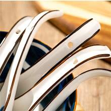 4/5pcs Asian Ceramic Spoon, With Long Handle, Easy To Grasp, Anti Slip Bottom, Suitable For Japanese Lamian Noodles, Chinese And Vietnamese Wonton, Noodle Spoon