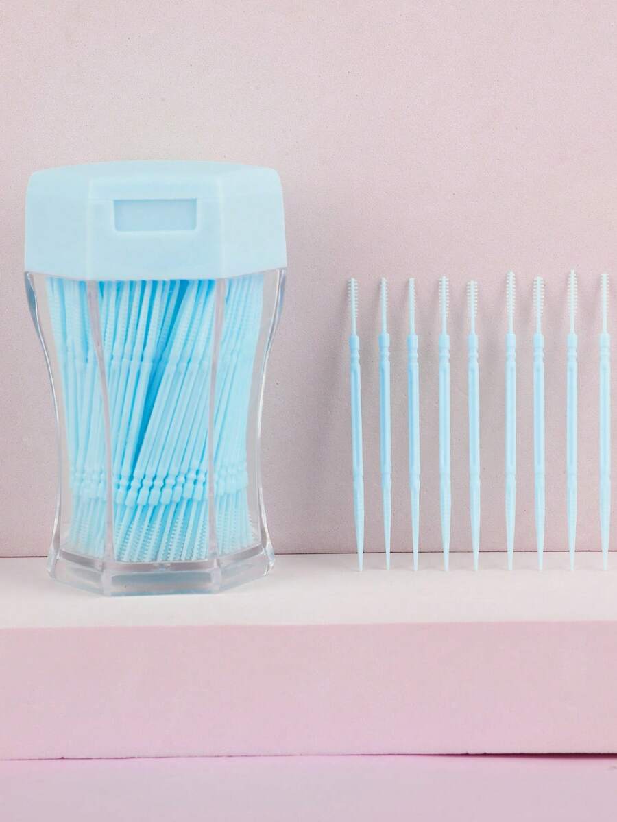 RANCAI 200支双头牙签，彩色塑料牙签，带牙签盒，适用于家庭、餐厅和酒店 - 彩色 - 查看 1