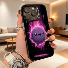 Cubierta de teléfono móvil negra con diseño de personaje púrpura brillante y efecto de energía para uso diario en casa y exterior Aplicable a teléfonos Apple y Galaxy - Negro - Ver 4
