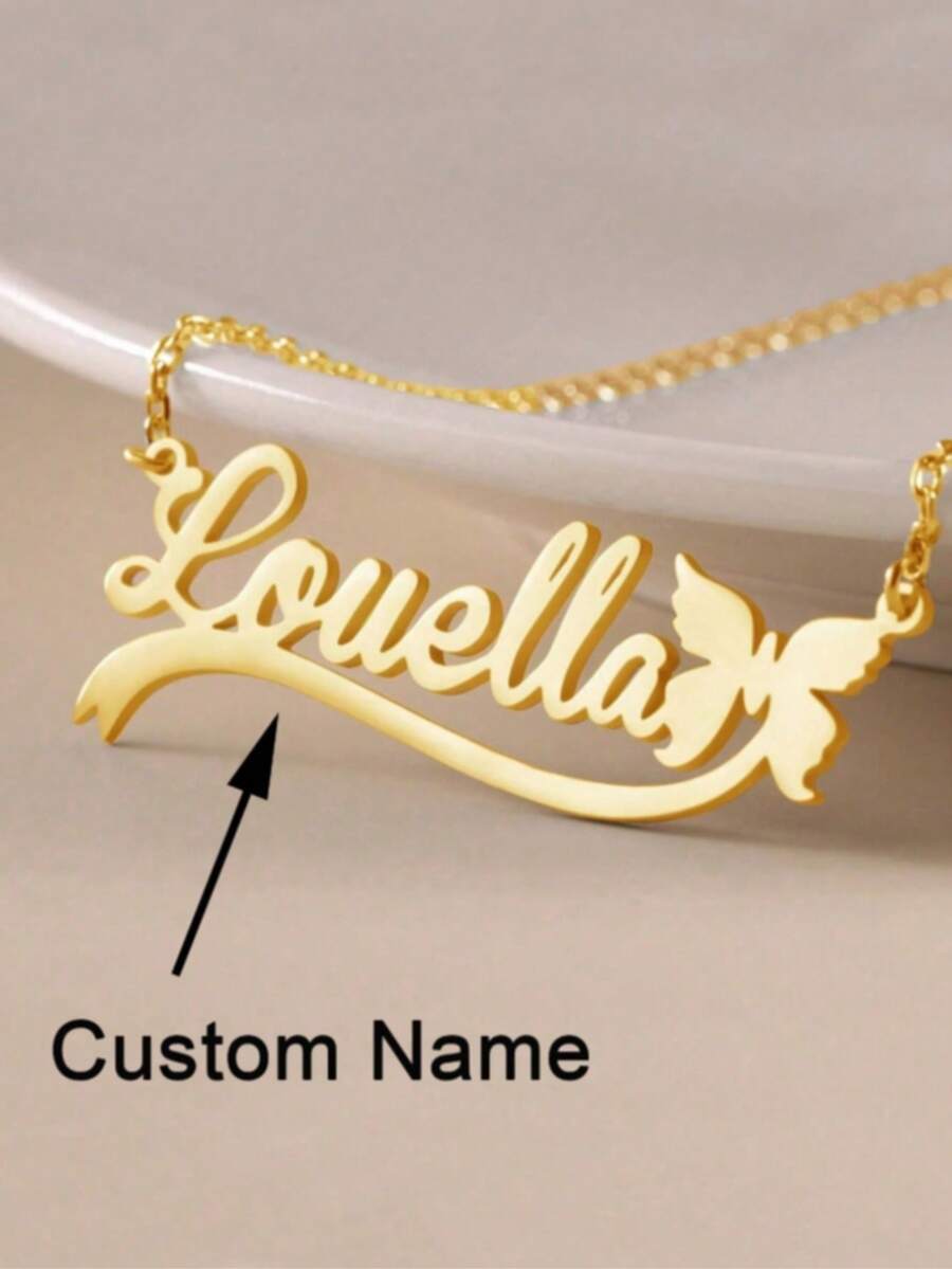 Spersonalizowany naszyjnik z imieniem w kształcie motyla, wyjątkowy prezent na rocznicę, elegancki wzór motyla, biżuteria ze stali nierdzewnej, spersonalizowana zawieszka z tabliczką znamionową, prezent urodzinowy na święta. - Wielokolorowe - Zobacz 1