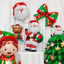 1 pieza Decoraciones navideñas, globos, decoraciones de fiesta, decoraciones navideñas, decoraciones hermosas de fondo para decoraciones de fiesta, globos de cumpleaños, globos mate de papel de aluminio para Papá Noel, decoraciones navideñas - Multicolor - Ver 11