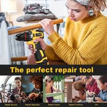 SPZTJK [48V Cordless Drill] 48V Cordless Electric Drill Set | Lithium-Ion Drill Driver Kit With LED Light & Variable Speed | Includes Handheld Screwdriver, Accessories, Rechargeable Lithium Battery, For DIY Home Projects - Red - View 5