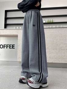 少女休闲百搭撞色条纹阔腿裤