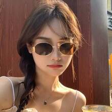 1 pieza Mujer Hombre Vintage Marco de metal redondo para damas con lentejuelas de colores, gafas de moda ovaladas para actividades al aire libre, carnaval, estilo estético elegante para vuelta al colegio, forma cuadrada