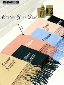 1pc Customized Name Scarf, Women's Personalized Shawl, Shawl With Printed Name, Letter Combination Scarf, Elegant Scarf, Printed Shawl, Customized Text, Personalized Gift, Soft & Comfortable Shawl, Extra Large Scarf, Evening Dress Shawl - Multicolor - View 9