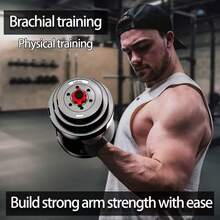 ALLINLIFE Conjunto De Mancuernas Y Barra Ajustables Para Hombres, Peso - 10kg 15kg 30kg 40kg 50kg, Incluye Barra Y Rueda Para Abdominales, Con Barra Y Barra De Extensión - Equipo Deportivo, - 10公斤 - 查看 4