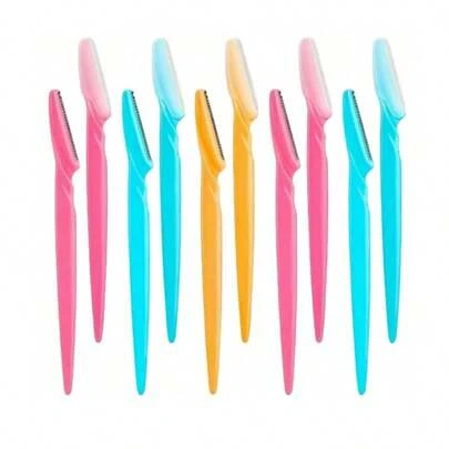 Set de 10 piezas/30 piezas Recortador de cejas, Recortador de cejas, Recortador de mango largo, Acicalador de cejas, Herramientas de belleza para dar forma y acicalar las cejas, Herramientas de exfoliación y limpieza, Navajas, Herramientas de exfoliación precisa, Recortador de cejas, Navaja para la cara y el cuello